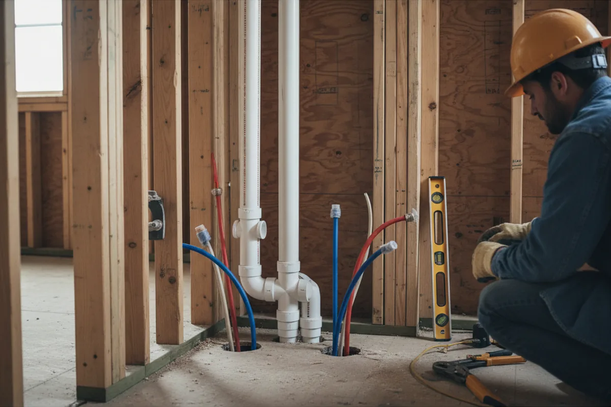 Drain and supply rough-in during Drain Cleaning in Albertson